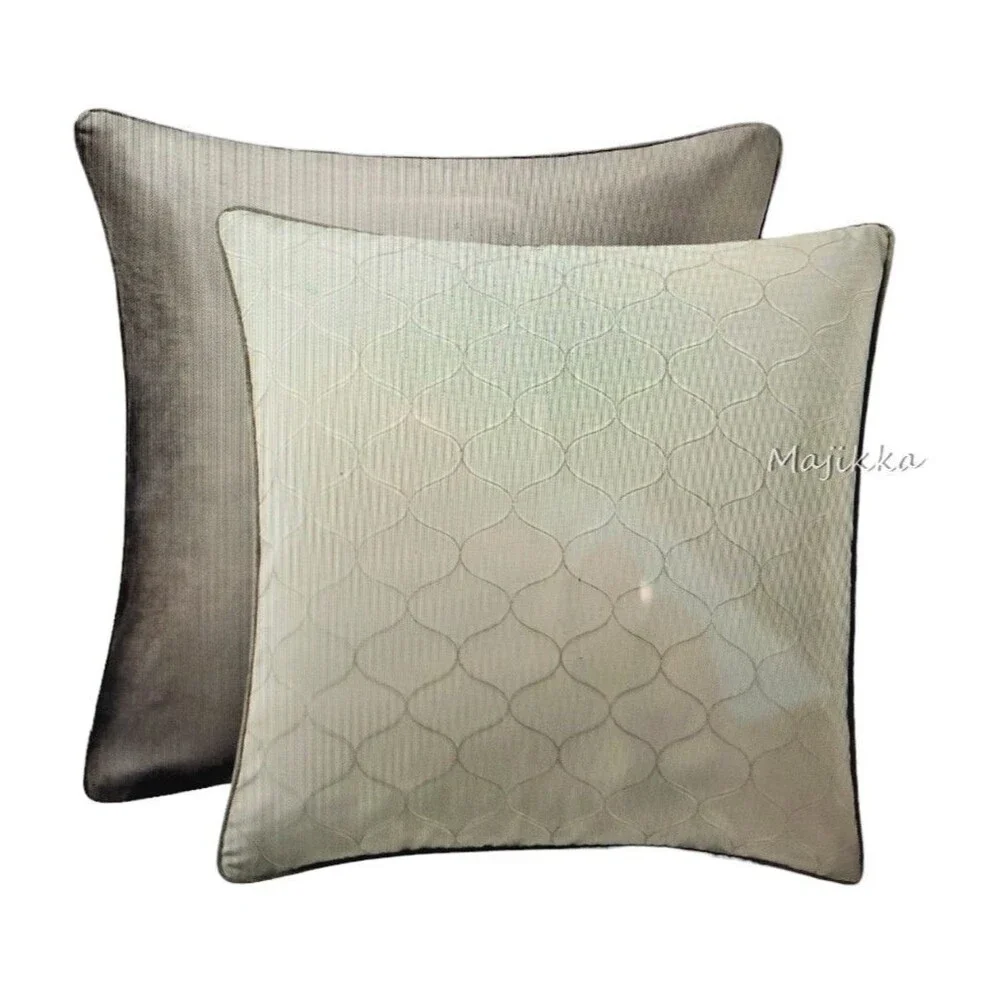 Luxury Waterford Danehill Euro Pillow Sham Shams Set of 2 Blue Oyster Gray 26x26